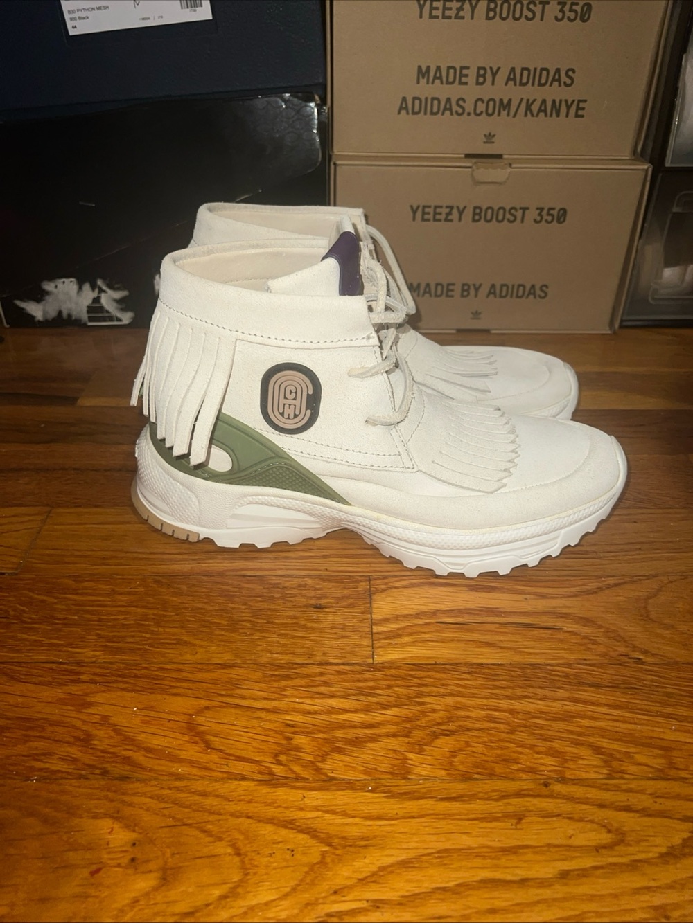 Coach cream  Fringe High-Top Sneakers with Olive accent - Picture 7 of 12
